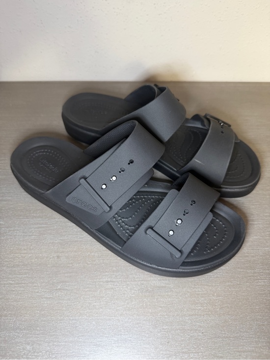 CROCS Shoes - Crocs Women’s Black Platform Slide Sandals Slip-On Cushioned Synthetic Size 8W